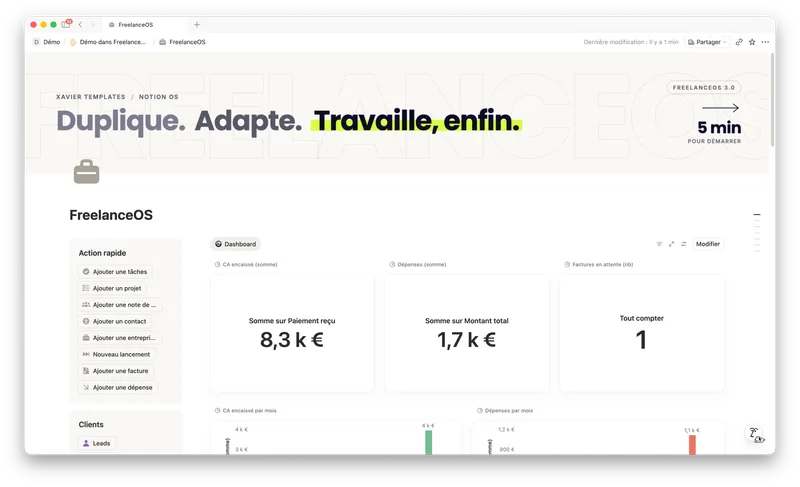 Aperçu du template FreelanceOS